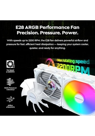 Hyperflow Dijital 240 Cpu Sıvı Soğutucu, 3100 Rpm Pompalı 240 Mm Aıo, 2 120 Mm E28 Argb Fanlar, Gerçek Zamanlı Dijital Ekran, Intel Ve Amd Desteği Beyaz