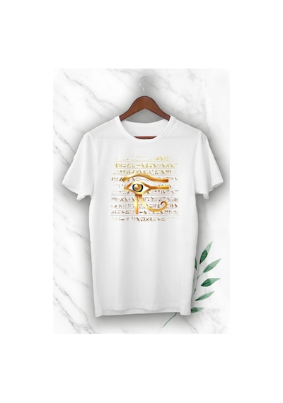 Startmore Antik Mısır Horus'un Gözü Baskılı Beyaz Unisex T-shirt Beyaz