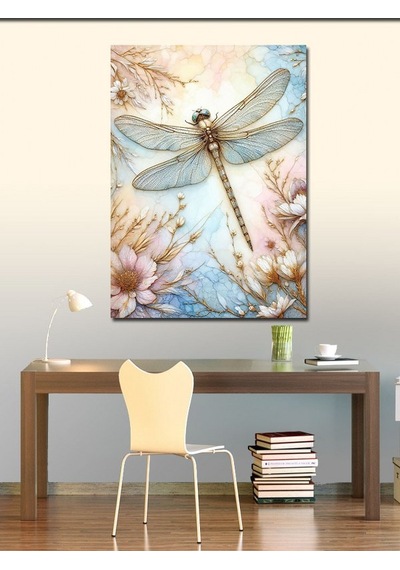 Kanvas Tablo Yusufçuk Ve Çiçekler 70cmx100cm