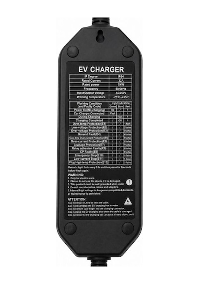 Ev Charger 7kw 32a Taşınabilir Elektrikli Araç Şarj Cihazı Tip 2 5m - 110v-250v Ac Priz Adaptör