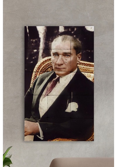 Doğal Taş Tablo - Atatürk Tablosu - Duvar Dekoru 30x50cm