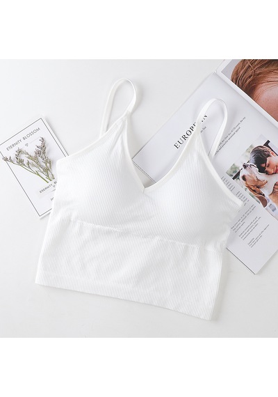 Ece's Design İnce Askılı Crop Atlet Soft Dokulu Rahat Bralet Üst W1011 Beyaz