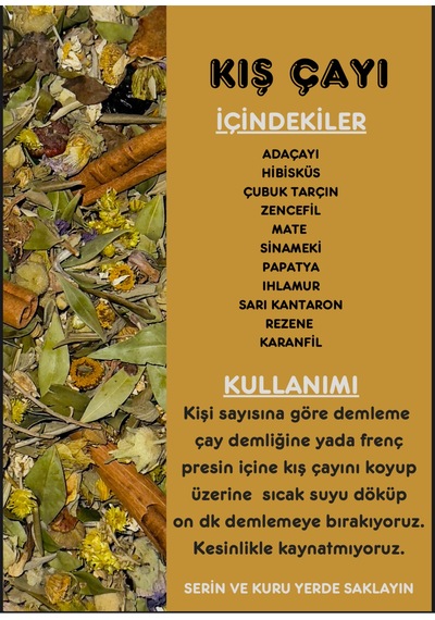Birinci Sınıf Kış Çayı %100 Doğal El Yapımı, 50gr.