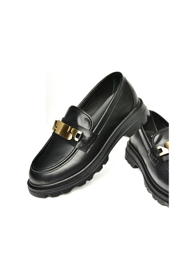 Fox Shoes T820515109 Siyah Makosen Kadın Ayakkabı Siyah-suni Deri Siyah