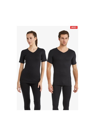 Blackspade Unisex Termal Tişört V Yaka, Isı Tutucu Kışlık İç Giyim 1263 Siyah