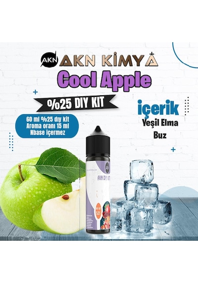 Cool Apple Yoğun Dıy Kit Yeşil Elma Buz Gıda Aroması %25 Oranda Aroma İçerir Hazır Değildir 60 Ml