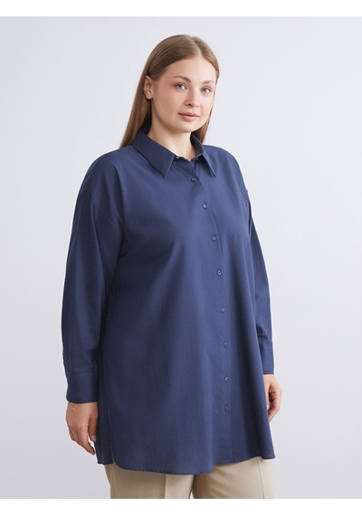 Lcw Modest Lacivert Loose Fit Kadın Gömlek Tunik