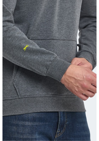 Slazenger Oslo In Erkek Kapüşonlu Cepli Koyu Gri Sweatshirt Koyu Gri
