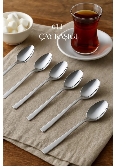Paslanmaz Çelik 6 Lı Çay Kaşığı Seti Standart