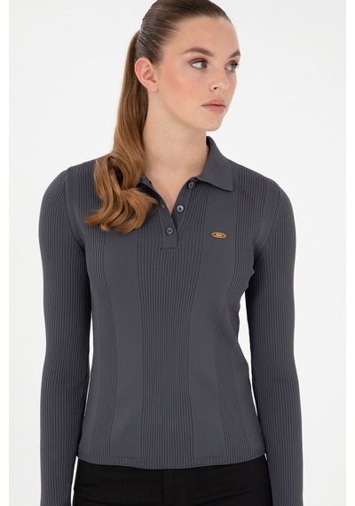 U.S. Polo Assn. Kadın Antrasit Polo Yaka Kazak 50297087-VR006