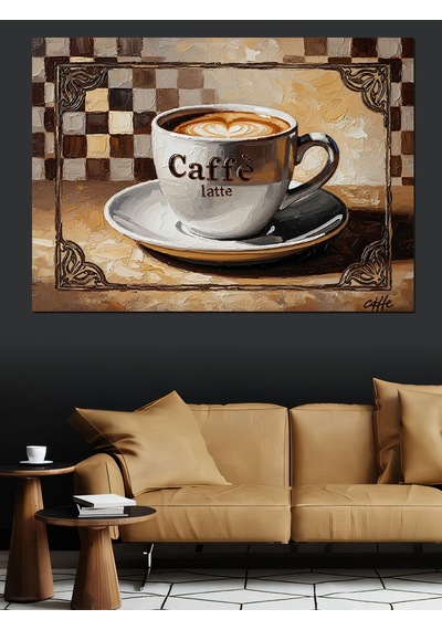 Ahşap Tablo Retro Kahve Fincanı Ve Kafe Yazısı