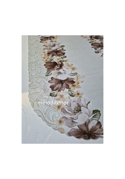 Astarlı Pastel Kahverengi Krem Çiçekli Yollu Amerikan Servis Runner Desen Oval Pvc Muşamba Masa Örtüsğ Beyaz Astarlı Pastel Kahverengi Krem Çiçekli Yollu Amerikan Servis Runner Desen Oval Pvc Muşamba Masa Örtüsğ Beyaz