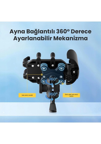 Ayna Bağlantılı Güneş Ve Yağmur Korumalı 360 Derece Ayarlanabilir Motosiklet Telefon Tutucu 1