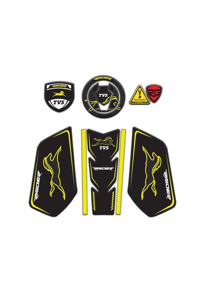 Tvs Raider Tank Pad Sticker Seti Sarı Siyah Redlinegrafik