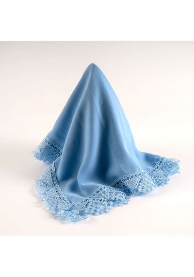 İğne Oyalı Şal Namaz Örtüsü, 144x68 Cm. Bebe Mavi Mavi
