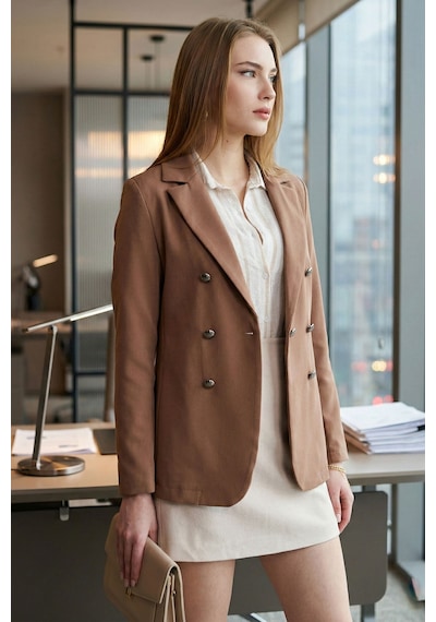 Armonika Kadın Vizon Düğmeli Ceket Arm-20k001151
