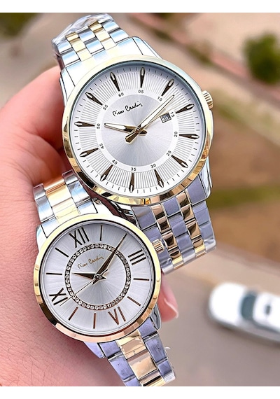 Pierre Cardin Bay Ve Bayan Çiftlere Özel Çelik Kordon Çift Kol Saati 30 Mt Su Gecirmez Cf.pr80002.m2 Gümüş - Sarı