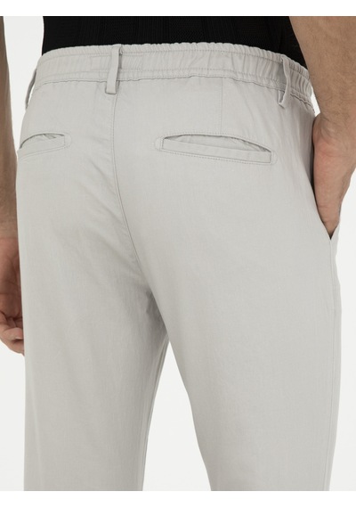 Cacharel Taş Slim Fit Beli Lastikli Kanvas Pantolon Gri