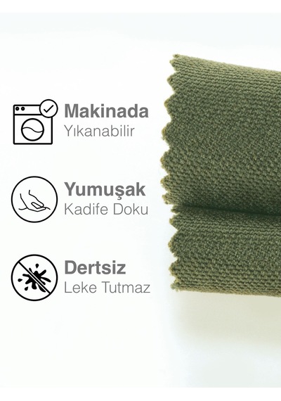 Kadife Dokulu Zeytin Yaprağı Rengi Daily Series Runner 40 X 140 Zeytin Yaprağı