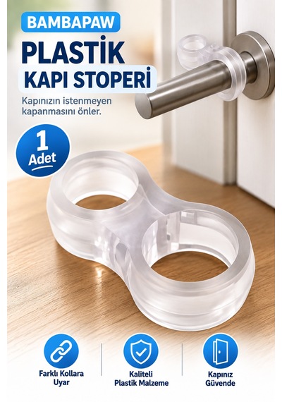 Şeffaf Plastik Kapı Stoperi Kapı Kolu Sabitleyici Koruyucu Aparat Tüm Kapı Kollarıyla Uyumlu 1 Adet