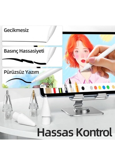 Apple Pencil Yedek Kalem Ucu 1. Ve 2. Nesil, Pro, Usb-c Uyumlu, Döner Mekanizmalı Twist-action Şeffaf Saklama Kutulu Set 4'lü Lila Belirtilmemiş