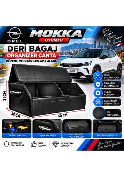Opel Mokka Uyumlu Oto Bagaj Organizeri Deri Bagaj Kutu Çanta 1