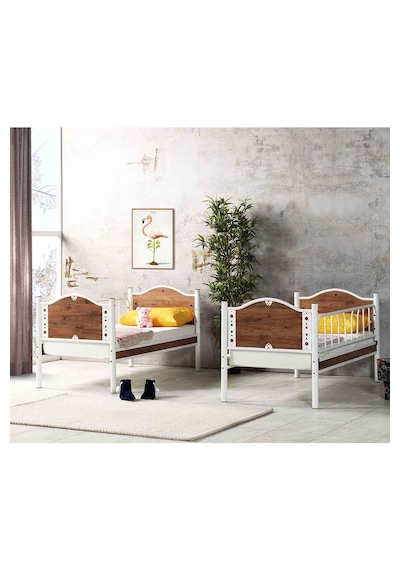 Argimo İnci Baby Çocuk Odası Ahşap Başlık Metal Ranza Ve Karyola Ceviz 90 x 190 CM Argimo İnci Baby Çocuk Odası Ahşap Başlık Metal Ranza Ve Karyola Ceviz 90 x 190 CM