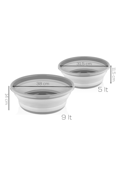 Porsima Et-00111 Çok Amaçlı Katlanır Badya Akordiyon Leğen Katlanabilir Organizer Düzenleyici 9lt - 5lt Beyaz - Gri