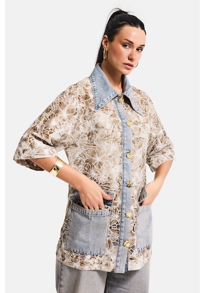 Itsbasic Kadın Kot Kahve 4s6-65 Oversize Özel Tasarım Gül Dantel Detaylı Ceket Gömlek Kot Rengi Itsbasic Kadın Kot Kahve 4s6-65 Oversize Özel Tasarım Gül Dantel Detaylı Ceket Gömlek Kot Rengi