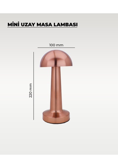 Rose Mantar Masa Lambası - Dokunmatik - 3 Renk Işık Rose