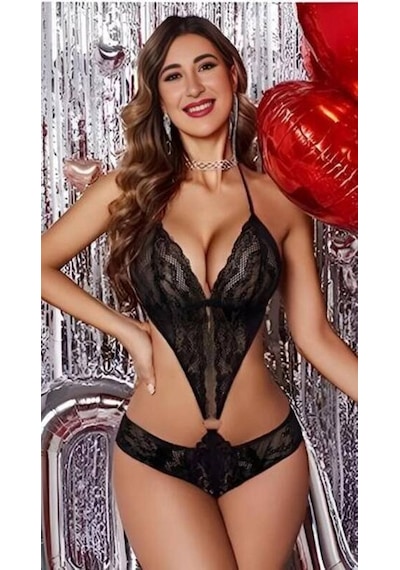Nimselove Kadın Siyah Dantel Detaylı Babydoll Çok Renkli