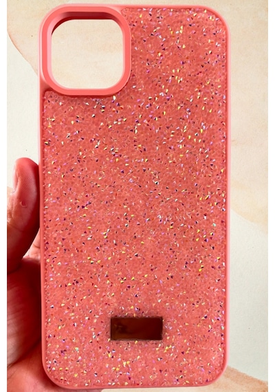 İphone 14 Plus / 15 Plus Yıldız Tozu Premium Pembe Silikon Kılıf
