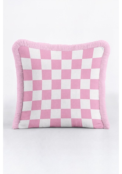 Damalı Retro Şık Saçaklı Yastık Kılıfı - Geometrik Pop Art Pembe Beyaz Pembe Püsküllü Kırlent Kılıfı Puslu Kanyon Aura Damalı Retro Şık Saçaklı Yastık Kılıfı - Geometrik Pop Art Pembe Beyaz Pembe Püsküllü Kırlent Kılıfı Puslu Kanyon Aura