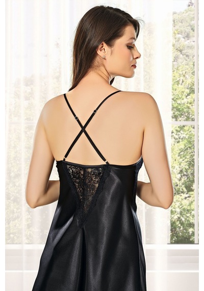 Alissa 8620 Kadın Çeyizlik Saten 6'lı Set-siyah Siyah