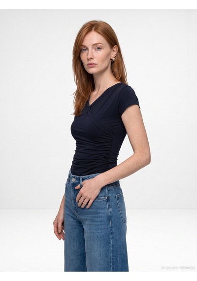 Dilvin 33157 Bra-free Drapeli V Yaka Top K.lacivert