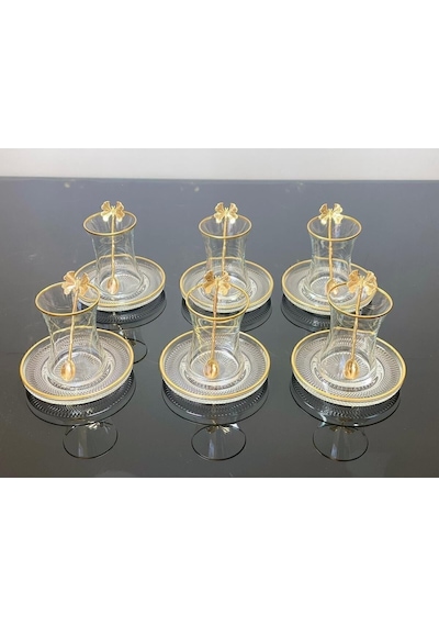 Atabey Home Çay Set 18 Parça 6 Kişilik Kelebek Çay Kaşıklı Çok Renkli