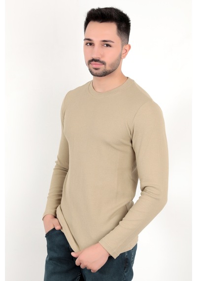 Giysa Erkek Vizon Bisiklet Yaka Slim Fit Esnek Waffle Kumaş Dokulu Uzun Kollu T-shirt - 5073-2 Vizon Giysa Erkek Vizon Bisiklet Yaka Slim Fit Esnek Waffle Kumaş Dokulu Uzun Kollu T-shirt - 5073-2 Vizon