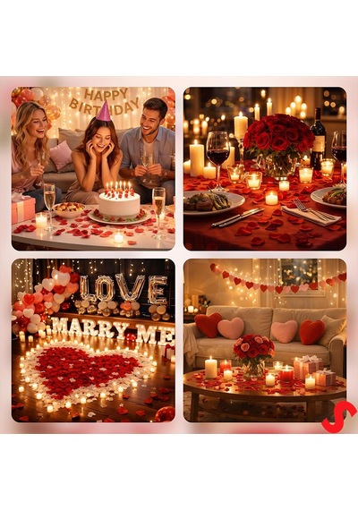 Yapay Gül Yaprakları-144 Adet- Kırmızı Renkli