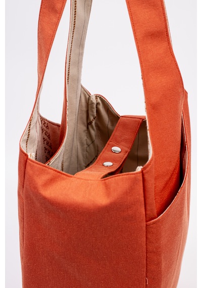 Fabric Craft Bag Omuz Çantası Duck Kumaş Astarlı Büyük Boy Günlük Tote Kırmızı