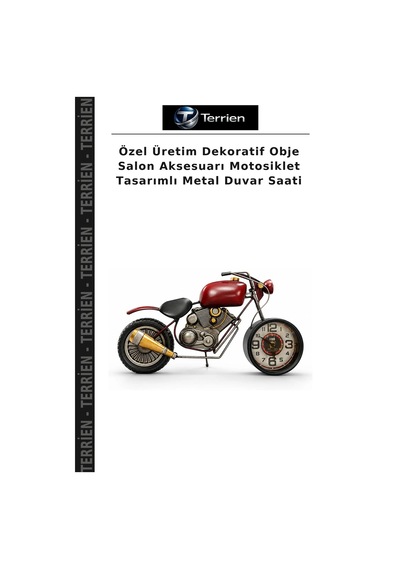 Özel Üretim Dekoratif Obje Salon Aksesuarı Motosiklet Tasarımlı Metal Duvar Saati