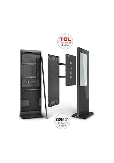 C01 43" Digital Signage Totem + Tcl Tm43n Signage Monitör