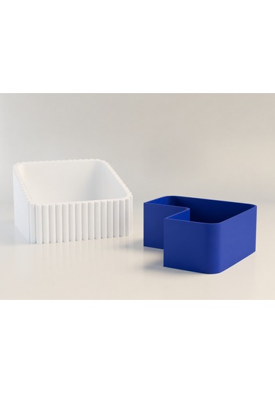 3d Baskı Fıstık Kasesi - Çift Hazneli Kabuk Ayırıcı Sunum Kasesi - Beyaz Mavi Diğer