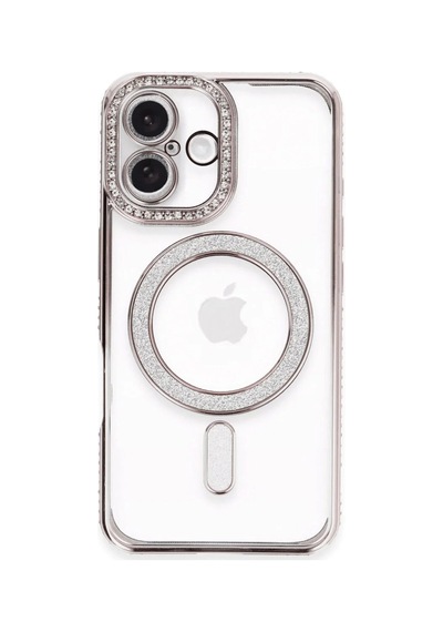Apple İphone 16 Plus Kılıf Joke Simli Magneticsafe Kılıf - Pembe