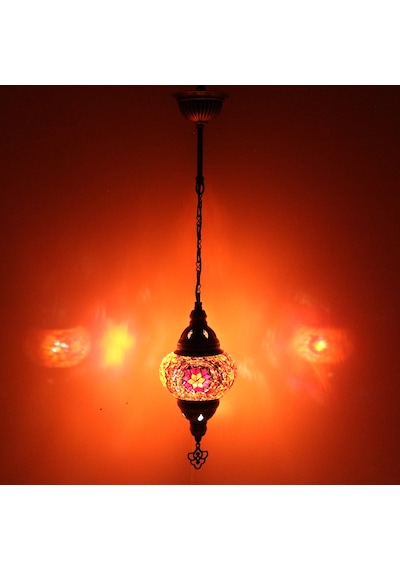 Dekoratif MOZAİK GECE LAMBASI FAS TARZI TEKLİ AVİZE TAVAN LAMBASI