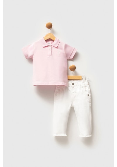 U.S. Polo Assn. U.s.polo Kız Bebek 2li Tshırt Takım - Toz Pembe Toz Pembe