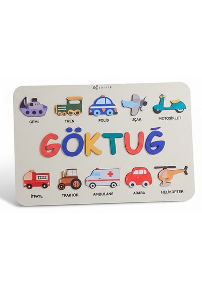 İsimli Bebek Hediyesi Ahşap Montessori Oyuncak Puzzle, Çocuk Odası Dekoru, Doğum Günü Partisi Set 5