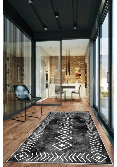 West Home Dijital Baskı Yıkanabilir Kaymaz Taban Salon Halısı Mutfak Halısı Yolluk Ve Banyo Paspası Wh 375 Black