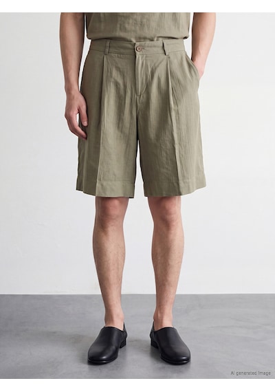Lc Waikiki Lc Waıkıkı Haki Loose Fit Keten Görünümlü Erkek Şort