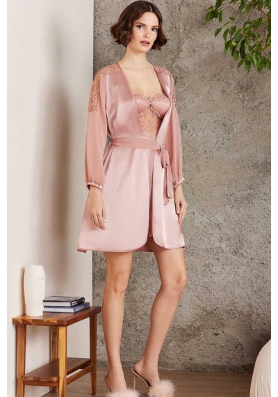 Pierre Cardin 6005 Kadın Saten Dantelli 6'lı Set-brandy Brandy