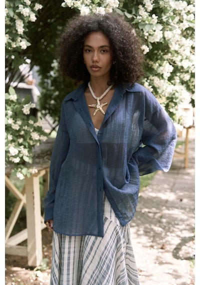 Mai Collection Mai Studios Co. Syaritta Oversize İndigo Transparan Gömlek İndigo